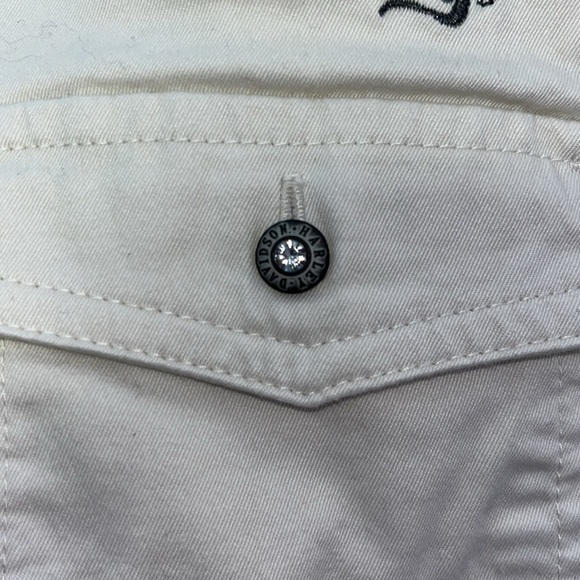 Y2K Harley Davidson White Embroidered Zip Up Vest Size Large - Picture 8 of 8